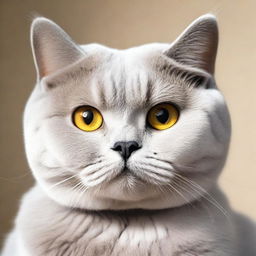 A detailed and fluffy British Shorthair cat with soft, dense fur