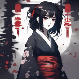 An anime-style girl inspired by Japanese horror games