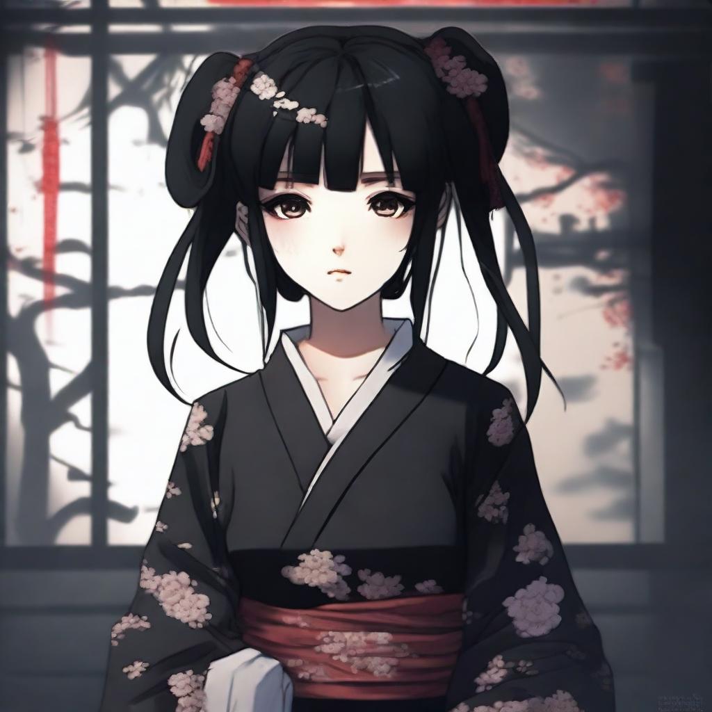 An anime-style girl inspired by Japanese horror games