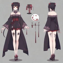 A horror game protagonist with a coquette and dollcore outfit