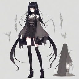 A full-body character design for a Japanese horror game