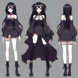 A full-body character design for a Japanese horror game