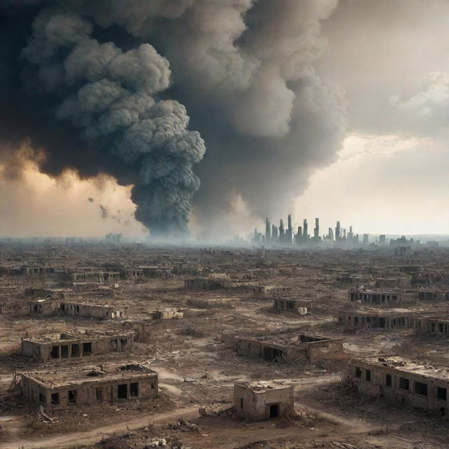 A dystopian vision of Earth's future if all goes wrong. Picture barren landscapes, abandoned cities overrun by nature, and smoke-filled skies shadowing remnants of civilization.