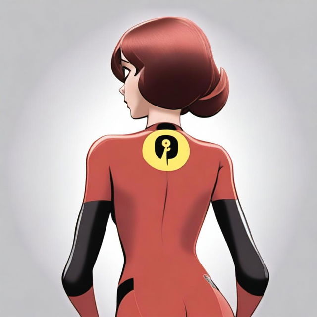 A detailed illustration of Helen Parr, also known as Elastigirl from The Incredibles, viewed from behind