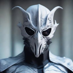 Create an image of a humanoid creature wearing a mask