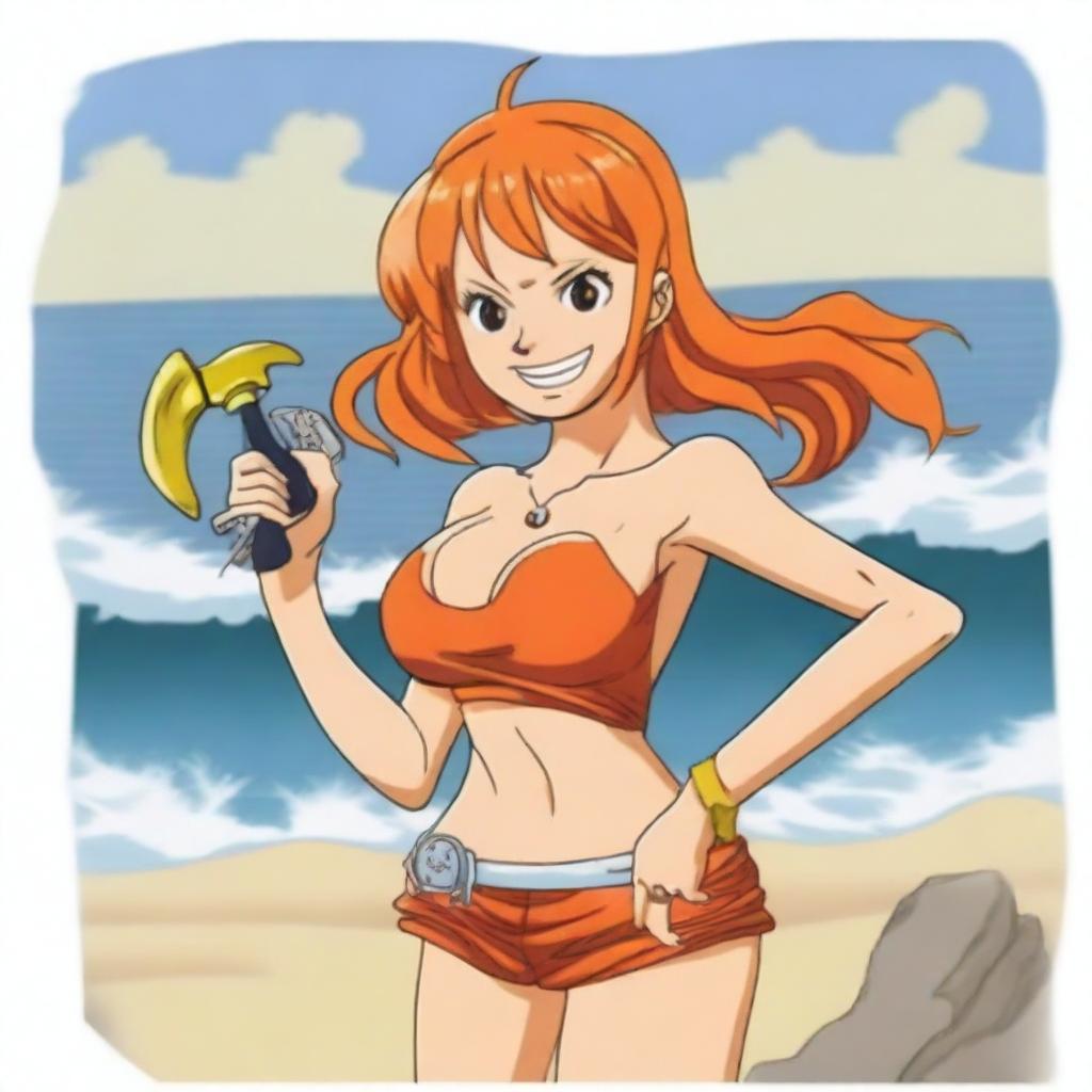 Create an image of Nami, the skilled navigator from One Piece