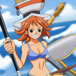 Create an image of Nami, the skilled navigator from One Piece