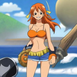 Create an image of Nami, the skilled navigator from One Piece