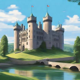 A majestic old royal castle standing tall on a hilltop