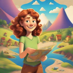 A Pixar-inspired style movie poster featuring a woman with curly light brown hair