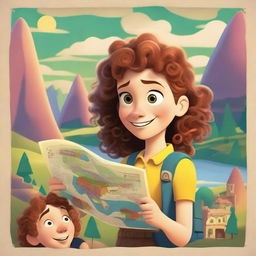 A Pixar-inspired style movie poster featuring a woman with curly light brown hair