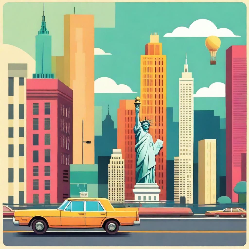 Create a Pixar-inspired movie poster set in New York City