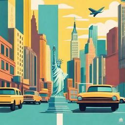 Create a Pixar-inspired movie poster set in New York City