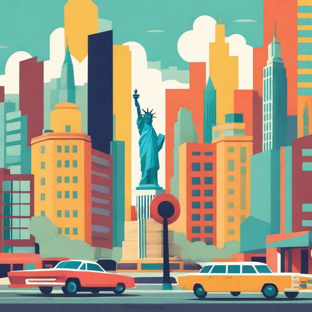 Create a Pixar-inspired movie poster set in New York City