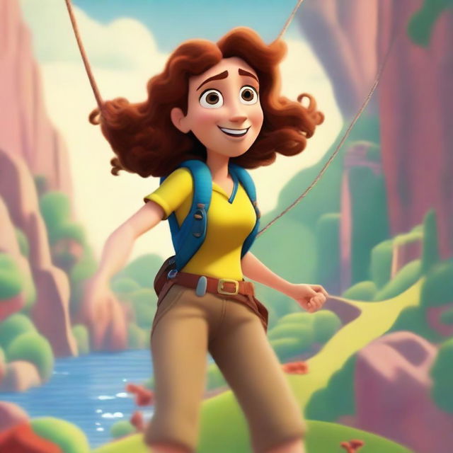 A Pixar-inspired style movie poster featuring a woman with curly, medium brown hair