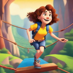 A Pixar-inspired style movie poster featuring a woman with curly, medium brown hair