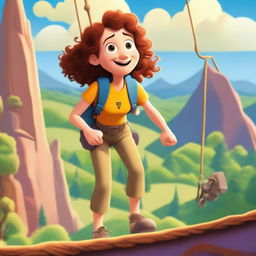 A Pixar-inspired style movie poster featuring a woman with curly, medium brown hair