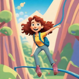 A Pixar-inspired style movie poster featuring a woman with curly, medium brown hair