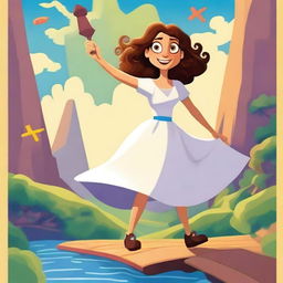 A Pixar-inspired style movie poster featuring a woman with curly, medium brown hair