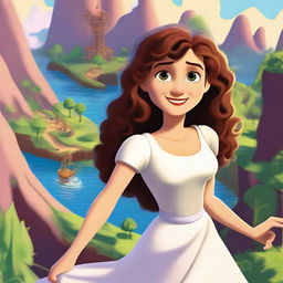 A Pixar-inspired style movie poster featuring a woman with curly, medium brown hair