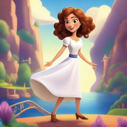 A Pixar-inspired style movie poster featuring a woman with curly, medium brown hair