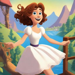 A Pixar-inspired style movie poster featuring a woman with curly, medium brown hair