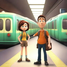 A Pixar-inspired scene set in a New York City subway