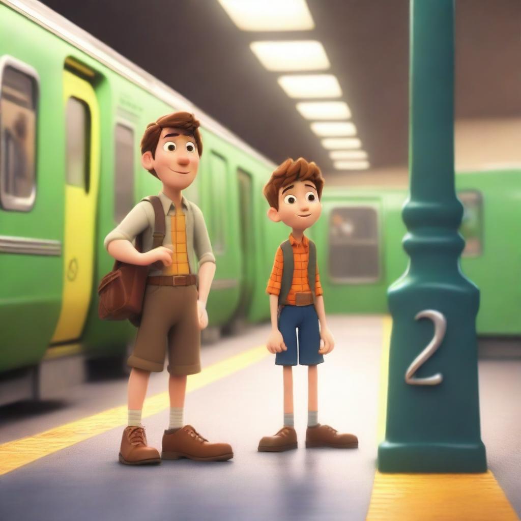 A Pixar-inspired scene set in a New York City subway