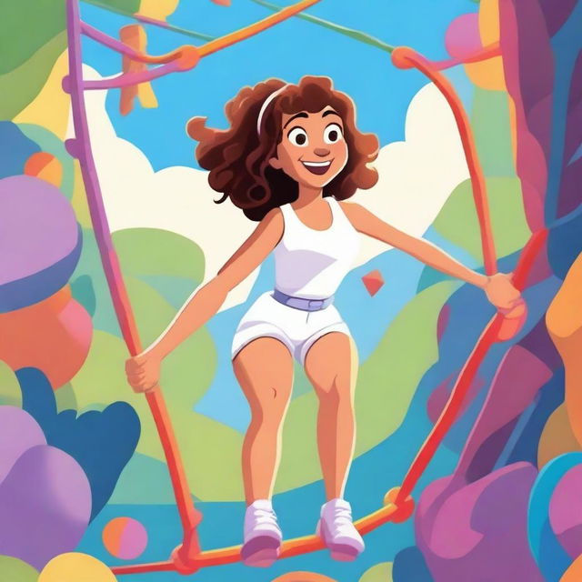 A Pixar-inspired style movie poster featuring a woman with curly, medium brown hair