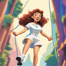 A Pixar-inspired style movie poster featuring a woman with curly, medium brown hair