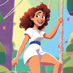 A Pixar-inspired style movie poster featuring a woman with curly, medium brown hair