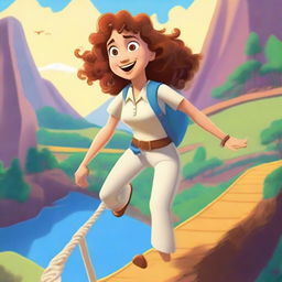 A Pixar-inspired style movie poster featuring a woman with curly, medium brown hair