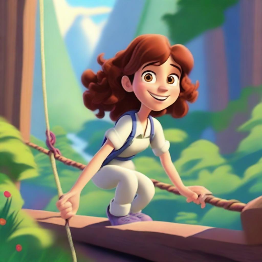 A Pixar-inspired style movie poster featuring a woman with curly, medium brown hair