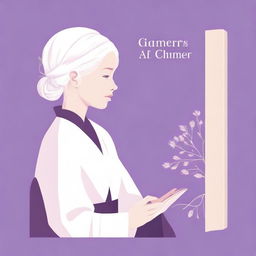 Minimalist book cover featuring an albino peasant woman with white hair in a medieval setting