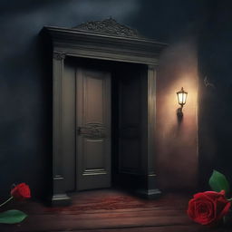 Create a book cover for a dark romance novel that involves themes of kidnapping and romance, without using images of people or doors