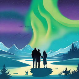 The poster captures the ethereal beauty of the Arctic landscape under the enchanting glow of the aurora borealis