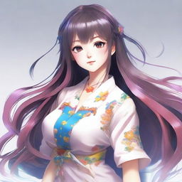 Create a detailed image of Ai Hoshino, a character with long, flowing hair and vibrant, expressive eyes