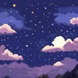 A pixel art depiction of a night sky designed as a banner for a YouTube channel