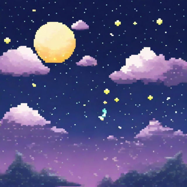 A pixel art depiction of a night sky designed as a banner for a YouTube channel