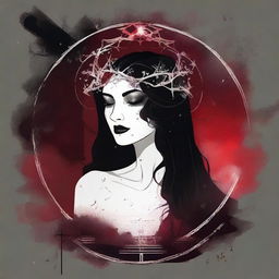 Create an image inspired by the Greek goddess Nyx, featuring a dark romantic and realistic theme