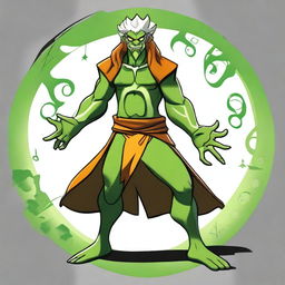 Create an image of a Kalashtar druid that resembles Ben10