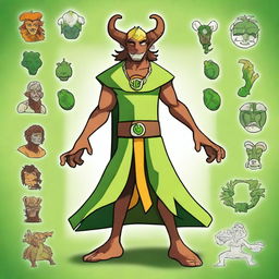 Create an image of a Kalashtar druid that resembles Ben10