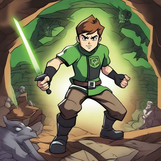 Create an epic image of Ben10 in a Dungeons and Dragons setting