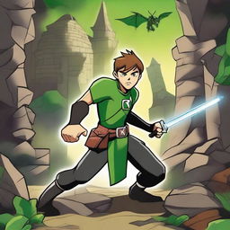 Create an epic image of Ben10 in a Dungeons and Dragons setting