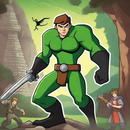 Create an epic image of Ben10 in a Dungeons and Dragons setting, avoiding a cartoon style