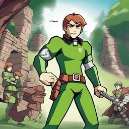 Create an epic image of Ben10 in a Dungeons and Dragons setting, avoiding a cartoon style