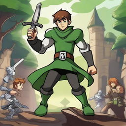 Create an epic image of Ben10 in a Dungeons and Dragons setting, avoiding a cartoon style