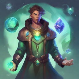 Create an image of a young adult human space druid