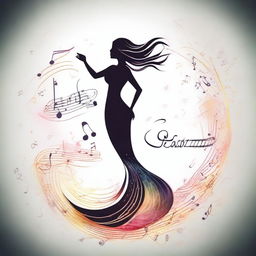 A fantasy-style image featuring only a glowing mermaid tail adorned with musical notes flowing like enchanted melodies