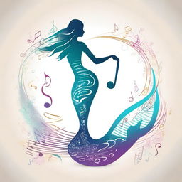 A fantasy-style image featuring only a glowing mermaid tail adorned with musical notes flowing like enchanted melodies